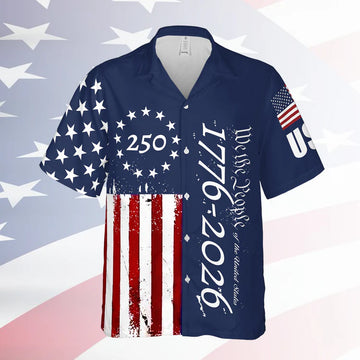 250 Years We The People Polo Shirt, Patriotic USA Flag 1776–2026 Golf AOP Polo Shirt, 4th Of July Polo 685066
