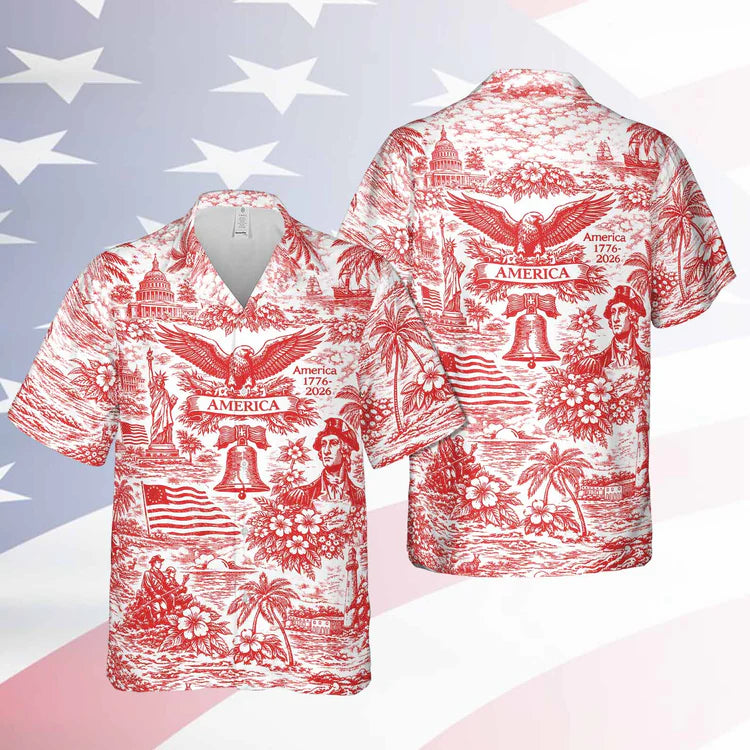 250 Years of America Hawaiian Shirt 1776–2026   Vintage Patriotic AOP Hawaii Shirt  4th of July Shirt 684725