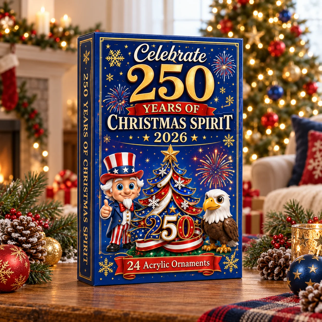 250 Years of Christmas Spirit Advent Calendar 2026 - 24-Day Festive Countdown, Acrylic Charms Blind Box - Gift For Family & Friends
