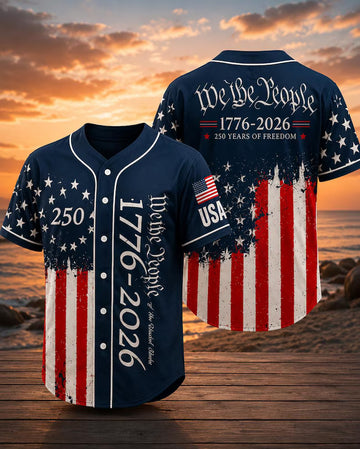 250 Years of Freedom Baseball Jersey, We The People 1776-2026 Shirt, Patriotic America Independence Day Gift