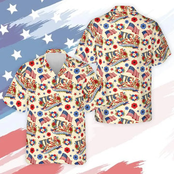 250 Years of Freedom Hawaiian Shirt, America 1776–2026 Patriotic Shirt, 4th of July Red White Blue Floral Shirt, USA 250th Anniversary Gift-1