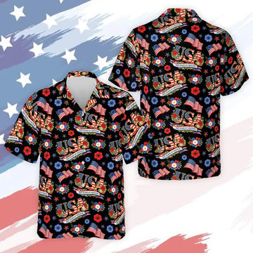 250 Years of Freedom Hawaiian Shirt, America 1776–2026 Patriotic Shirt, 4th of July Red White Blue Floral Shirt, USA 250th Anniversary Gift-2