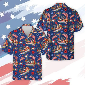 250 Years of Freedom Hawaiian Shirt, America 1776–2026 Patriotic Shirt, 4th of July Red White Blue Floral Shirt, USA 250th Anniversary Gift-5