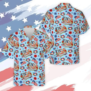 250 Years of Freedom Hawaiian Shirt, America 1776–2026 Patriotic Shirt, 4th of July Red White Blue Floral Shirt, USA 250th Anniversary Gift