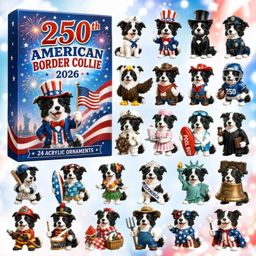 250th American Border Collie Advent Calendar 2026 - 24-Day Countdown, Acrylic Charms Every Day Bring New Suprises