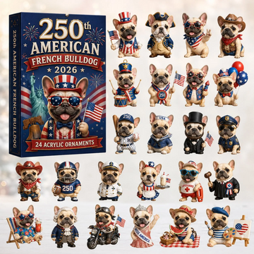 250th American French Bulldog Advent Calendar 2026 - 24-Day Countdown, Acrylic Charms Every Day Bring New Suprises