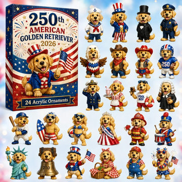 250th American Golden Retriever Advent Calendar 2026 - 24-Day Countdown, Acrylic Charms Every Day Bring New Suprises
