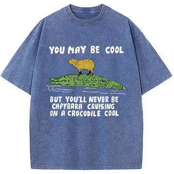 Personality fashion Cool Capybara Funny Washed T-Shirt