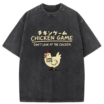 Personality fashion Chicken Game Cotton Washed T-shirt