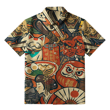 Personality fashion  Japanese Traditional Elements Button-up Shirt