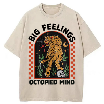 Personality fashion Big Feelings Modal Washed T-Shirt