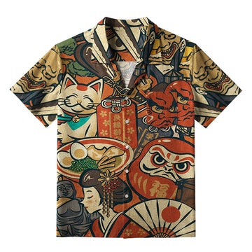 Personality fashion  Japanese Traditional Elements Aloha Hawaiian Shirt