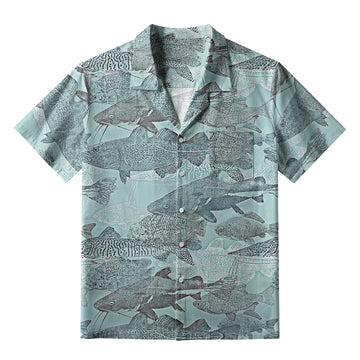 Personality fashion  Vintage Fish School Aloha Hawaiian Shirt