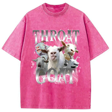 Personality fashion Throat Goat Funny Meme Washed T-Shirt
