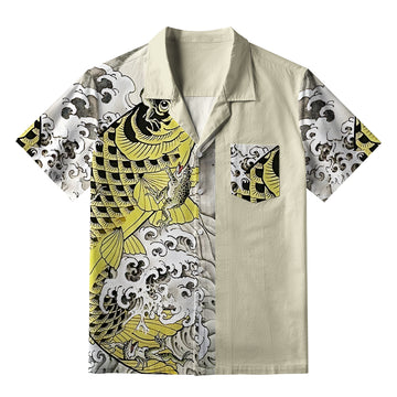 Personality fashion  Funny Frog Riding Koi Aloha Hawaiian Shirt