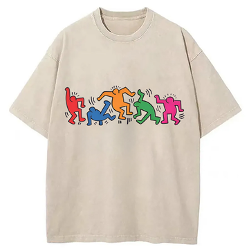 Personality fashion Breakdancers Washed T-Shirt