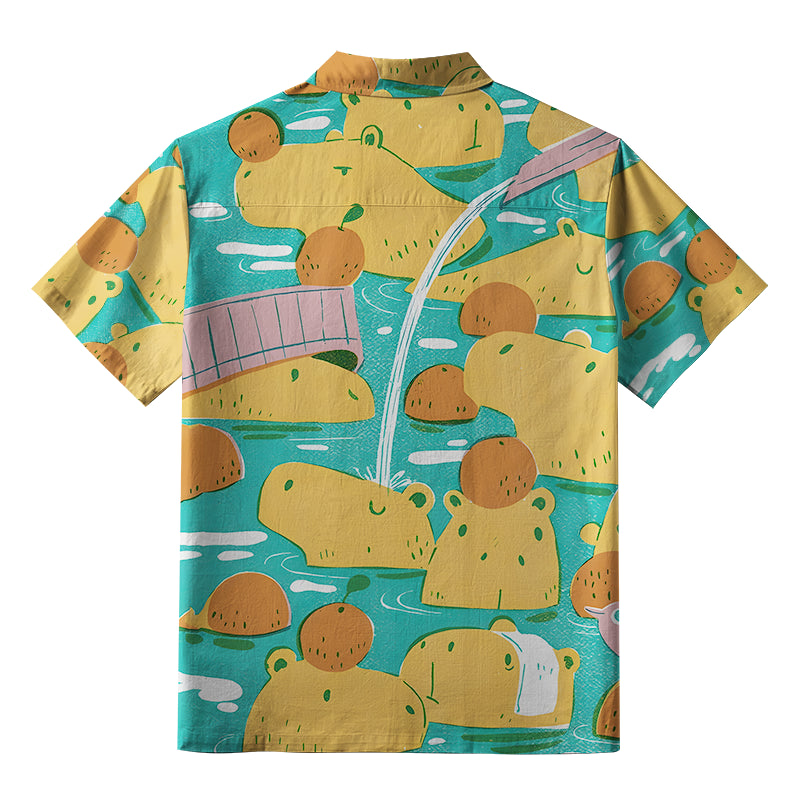 Cute Capybaras Taking A Bath Aloha Hawaiian Shirt