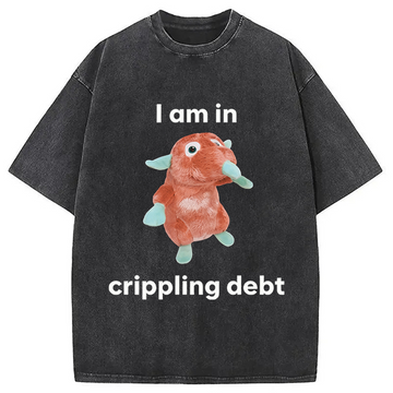 Personality fashion I Am In Crippling Debt Funny Meme Washed T-Shirt