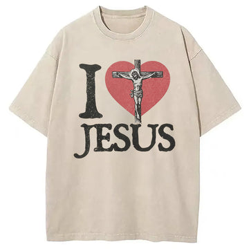 Personality fashion I Love Jesus Washed T-Shirt