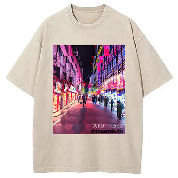 Personality fashion Japanese Street Fashion Aesthetic Anime Washed T-Shirt