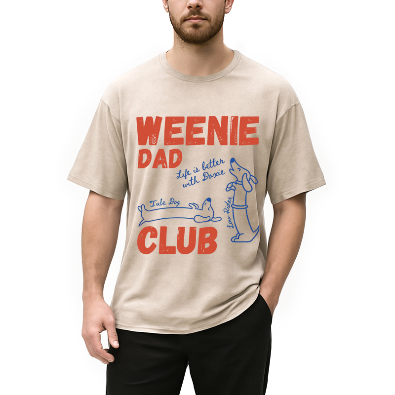 Personality fashion Dachshund Dad Club Meme Washed T-Shirt