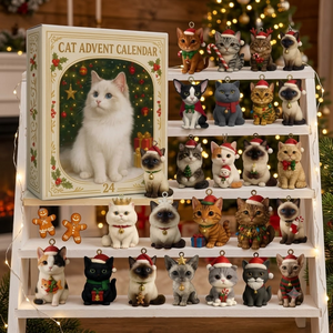 2D Acrylic Cat Advent Calendar 2025 24 Mini Cat Figurines Holiday Decor