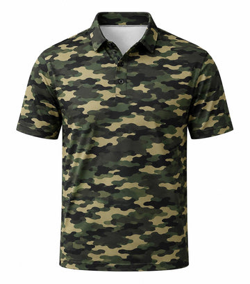 Camo Duck Polo Shirt, Moisture Wicking Performance Polo Shirt