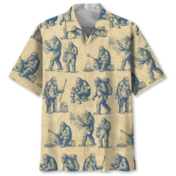 Bigfoot Goes Camping Hawaiian Shirt