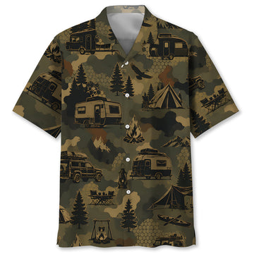 Camp Life Camping Camouflage Hawaiian Shirt