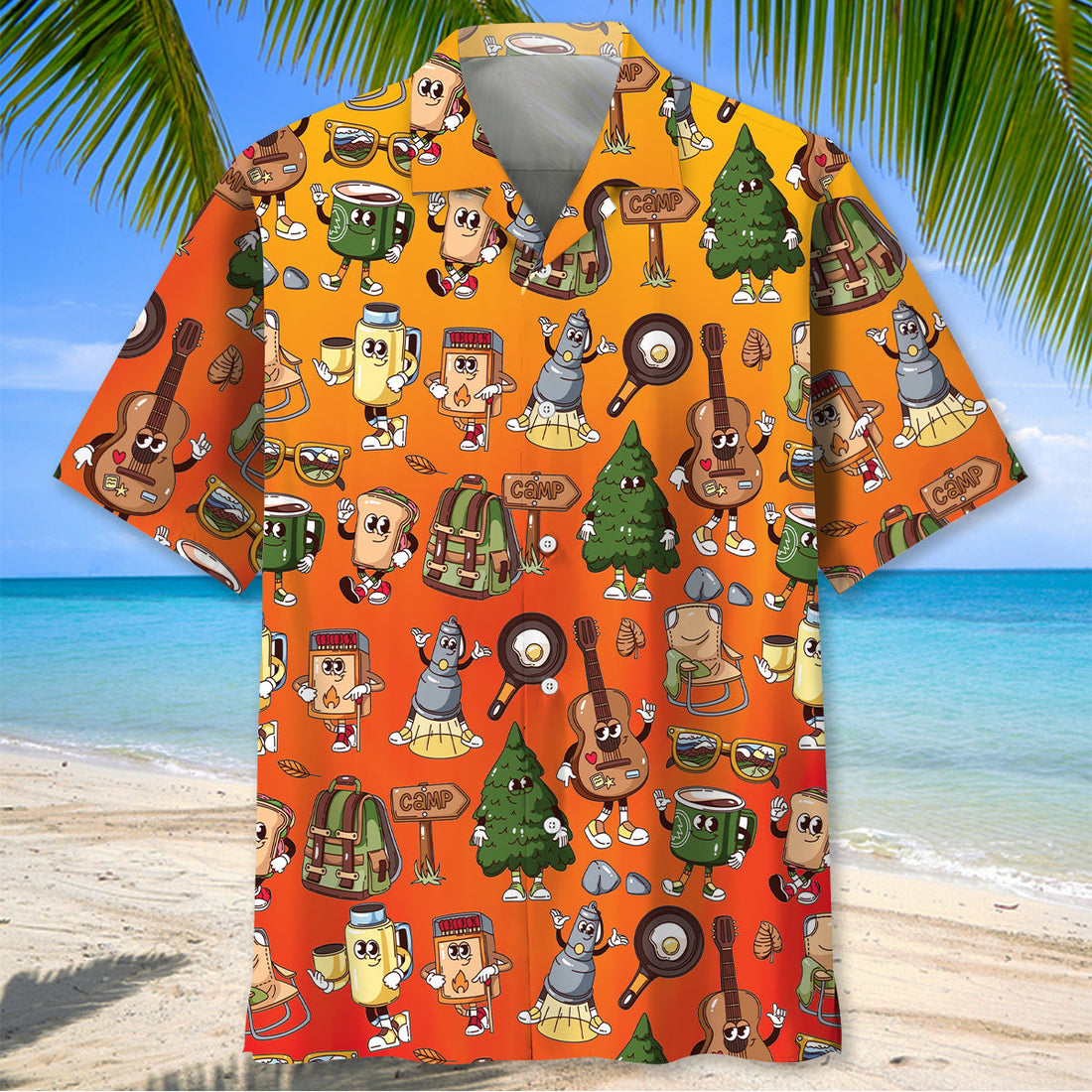 Funny Camping Cartoon Hawaiian Shirt