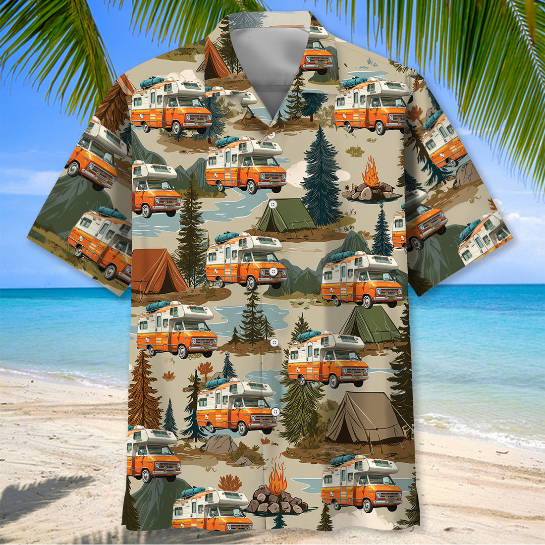 Retro RV Camping Adventure Hawaiian Shirt