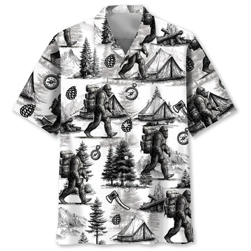 Vintage Bigfoot Go Camping Hawaiian Shirt