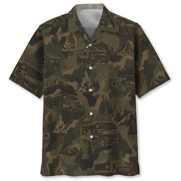 Class A Motorhome Camping Camouflage Hawaiian Shirt