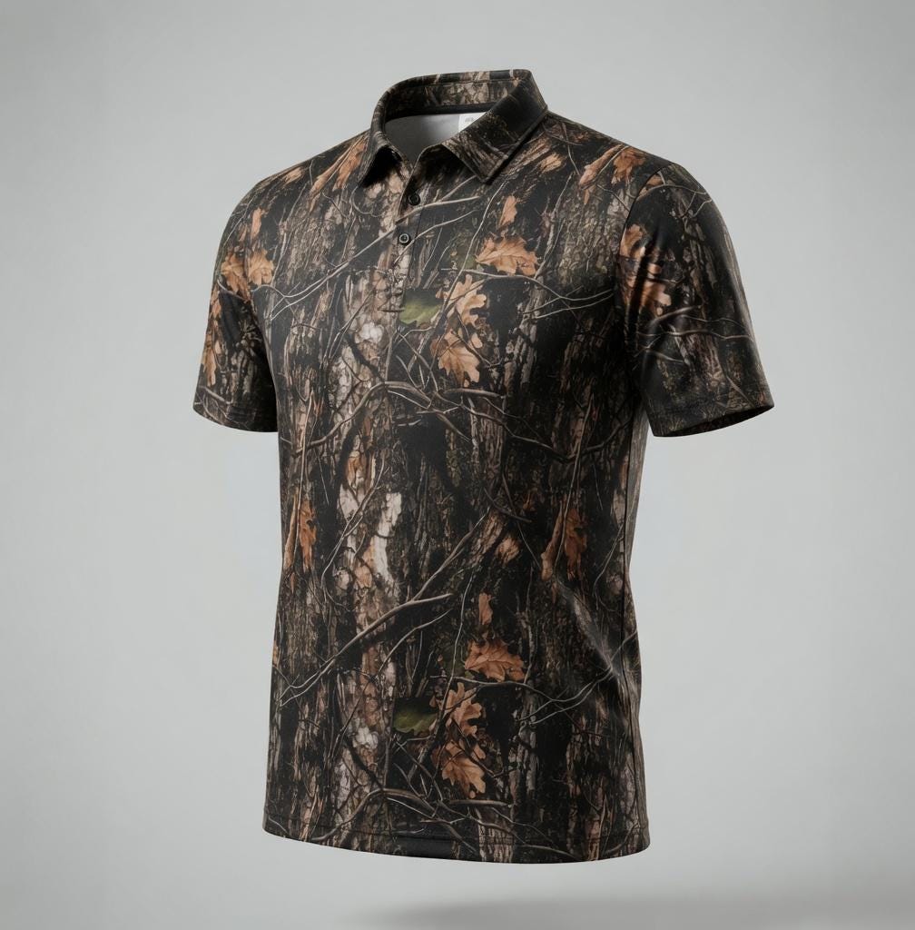Real Tree Camouflage Polo Shirt for Men Women, Hunting Outdoor Shirt