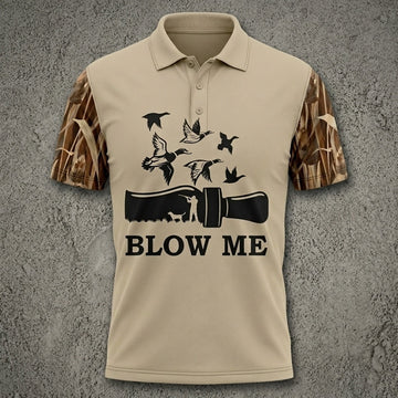 Blow Me Duck Hunting Camo Polo Shirt