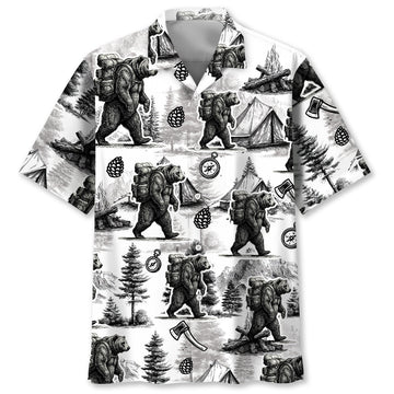 Vintage Wild Bear Go Camping Hawaiian Shirt
