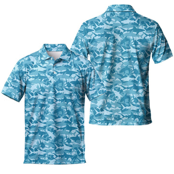 Shark Men's Polo Shirt Summer Beach Golf Style Fishing hunting Gift For men