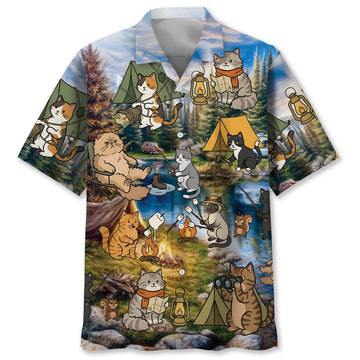 Funny Cat Campsite Hawaiian Shirt
