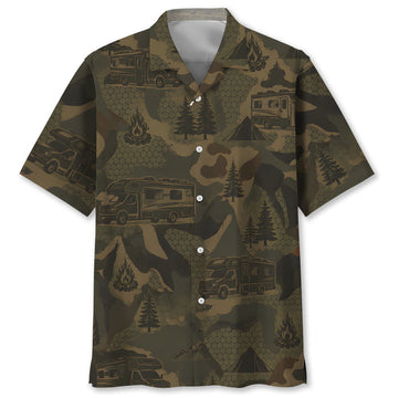 Class C Motorhome Camping Camouflage Hawaiian Shirt