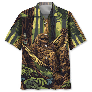 Bigfoot Lounging In A Hammock Hawaiian Shirt