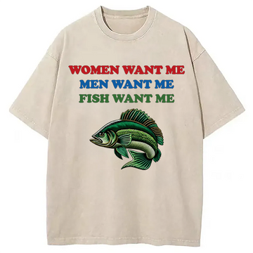 Personality fashion Fish Want Me Washed T-Shirt