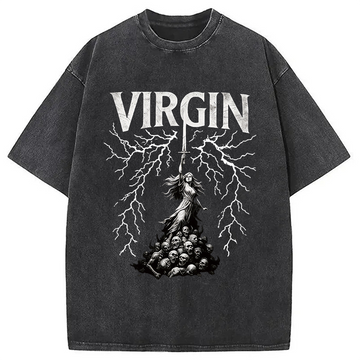 Personality fashion Virgin Maiden Gothic Washed T-Shirt