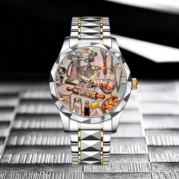 Love Baking Customized Watch - Personalized Name – Gift For Pastry Chefs, Baking Enthusiasts, Friends