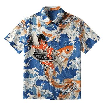 Personality fashion  Sumo Wrestler Holding A Koi Button-up Shirt