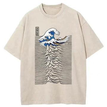 Personality fashion Music And Waves Washed T-Shirt
