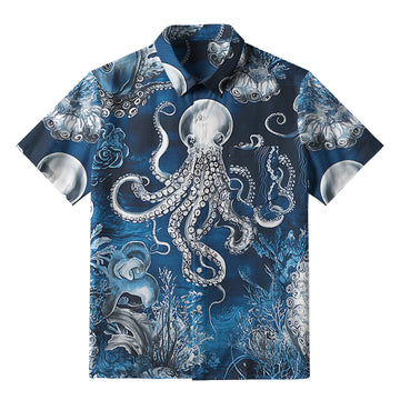 Personality fashion  Deep Sea Octopus Button-up Shirt