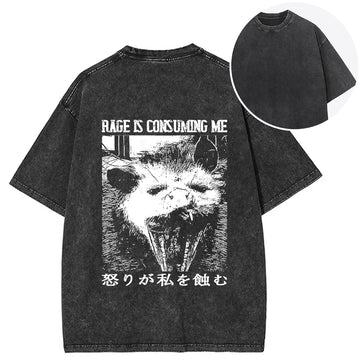 Personality fashion Rage Is Consuming Me Opossum Back Washed T-Shirt
