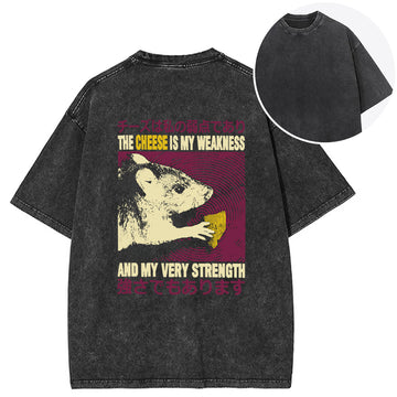 Personality fashion The Cheese is My Weakness Back Washed T-Shirt
