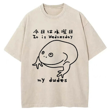 Personality fashion Today Is Wednesday Washed T-Shirt