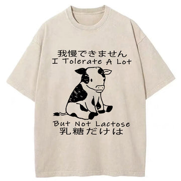 Personality fashion I Can't Tolerate Lactose Washed T-Shirt